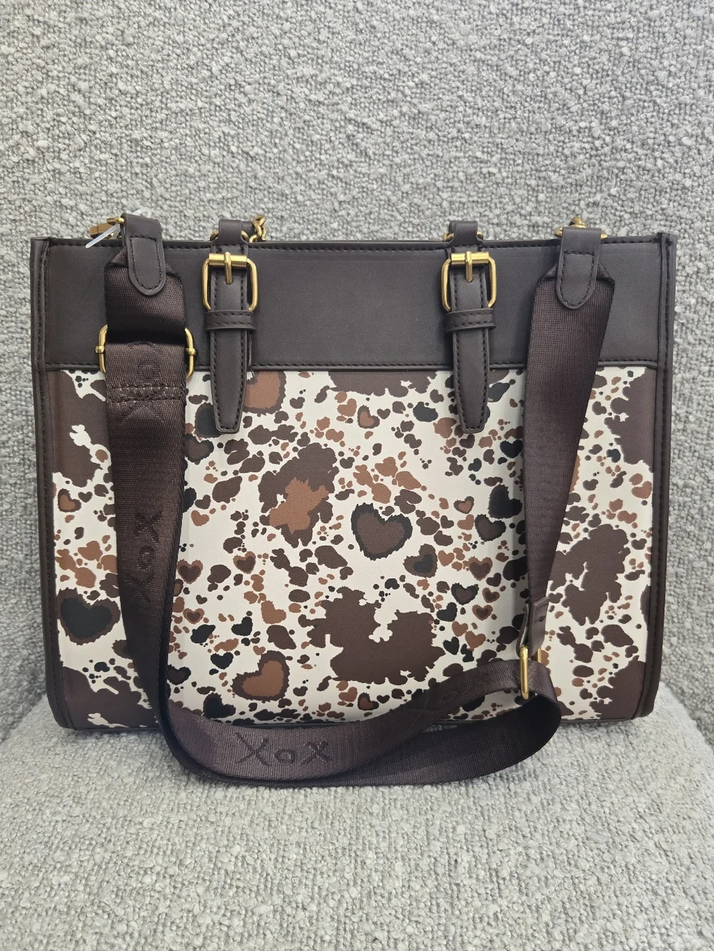 Betsey Johnson Cow Heart-Print Western Tote Handbag